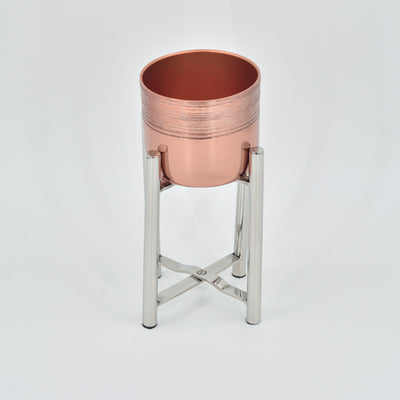 Copper Finish Planter with Steel Stand - Small