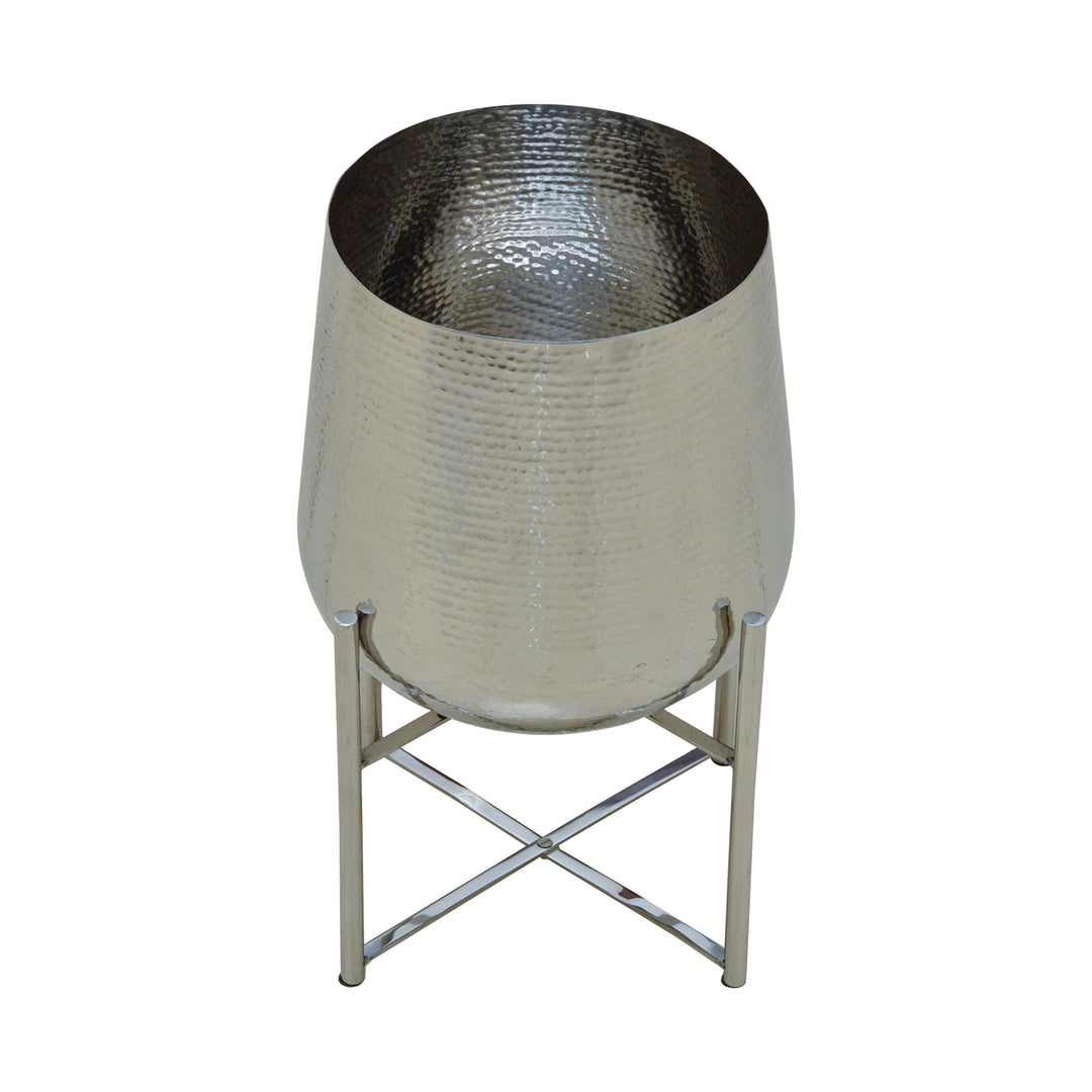 Chrome Finish Planter with Steel Stand - Large