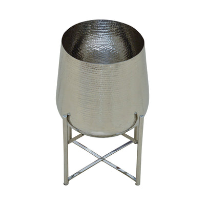 Chrome Finish Planter with Steel Stand - Large