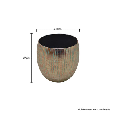 Round Textured Metal Pot - Small
