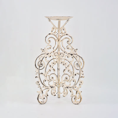 Cast iron candle holder - White