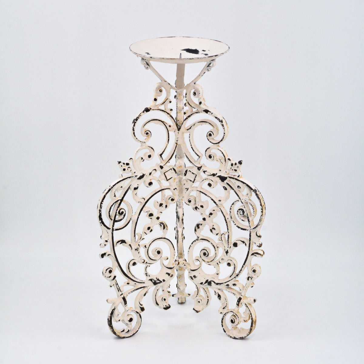Cast iron candle holder - White
