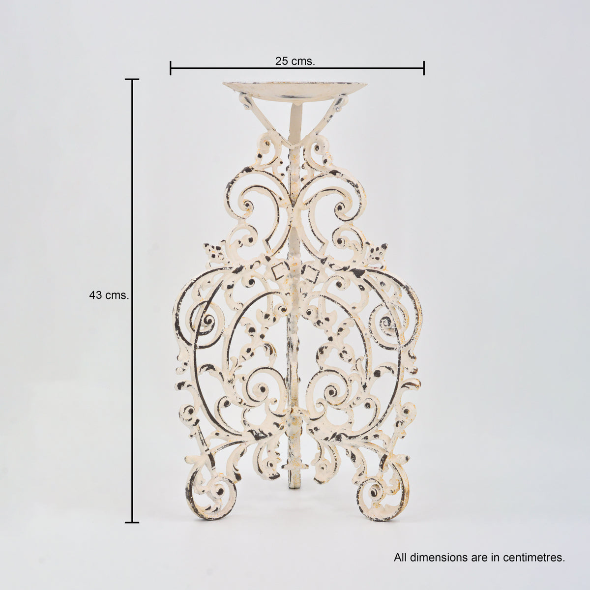 Cast iron candle holder - White
