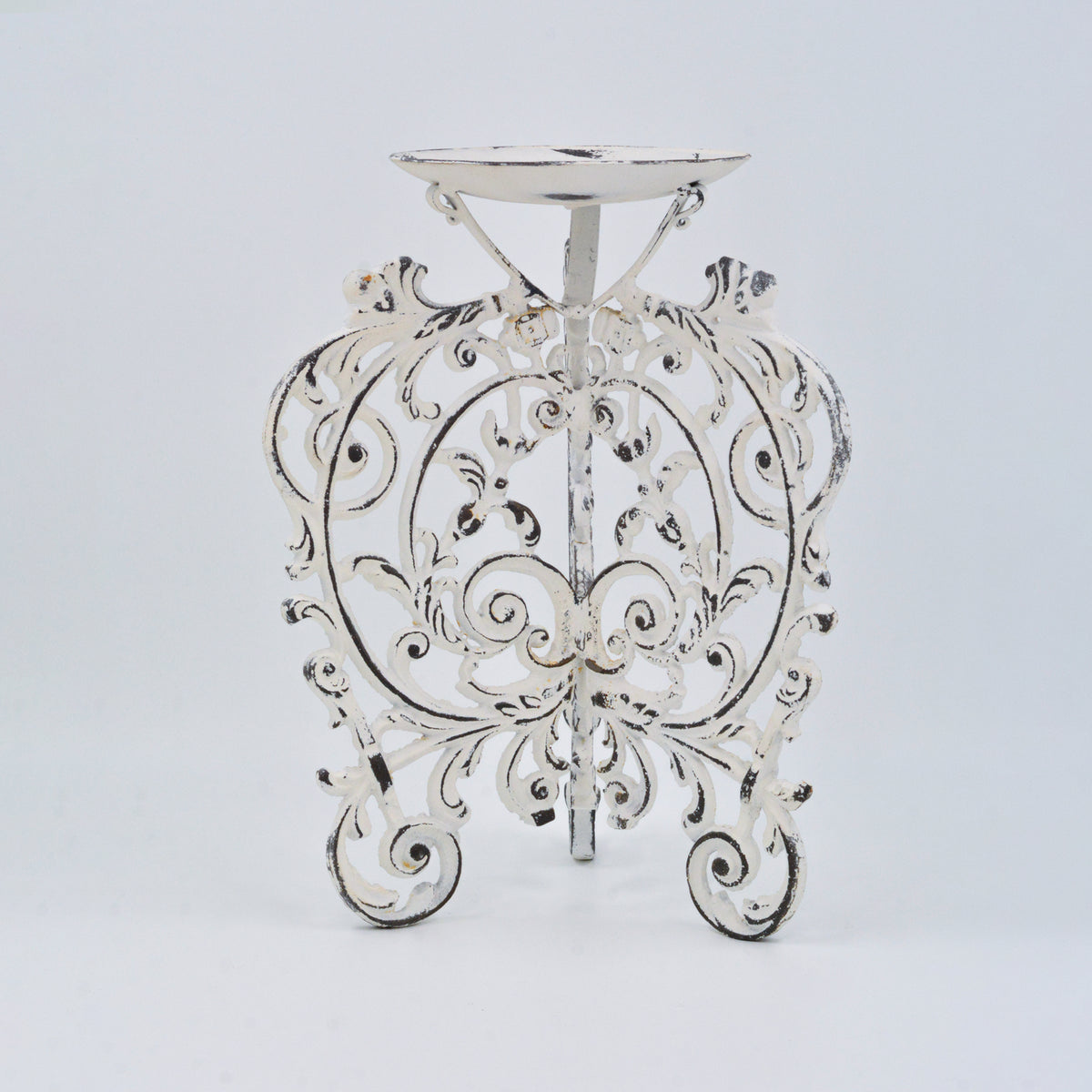 Cast iron candle holder - White