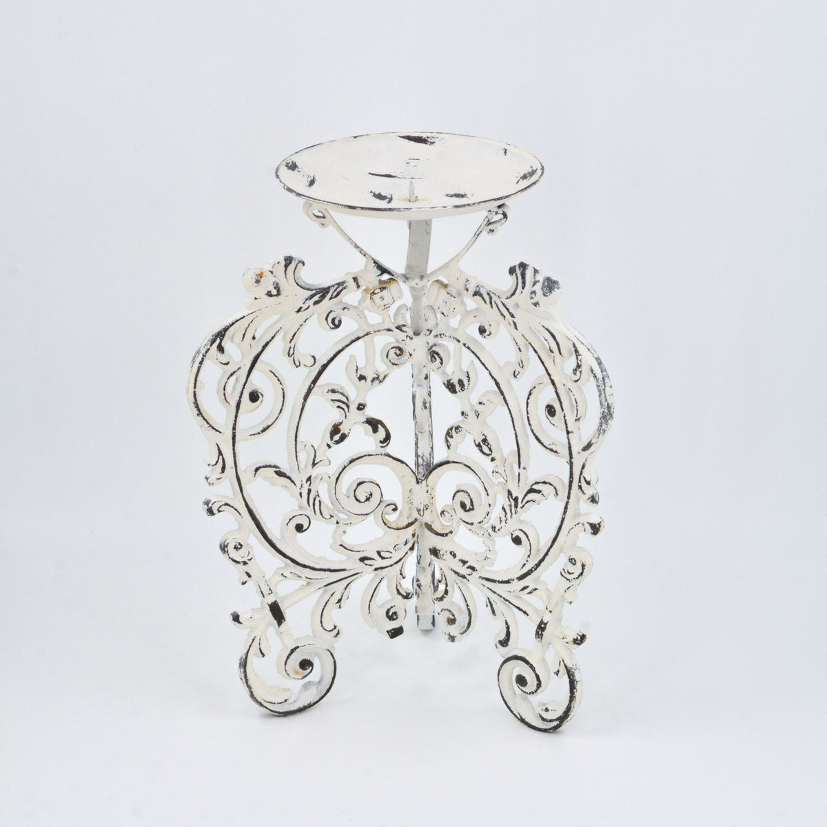 Cast iron candle holder - White
