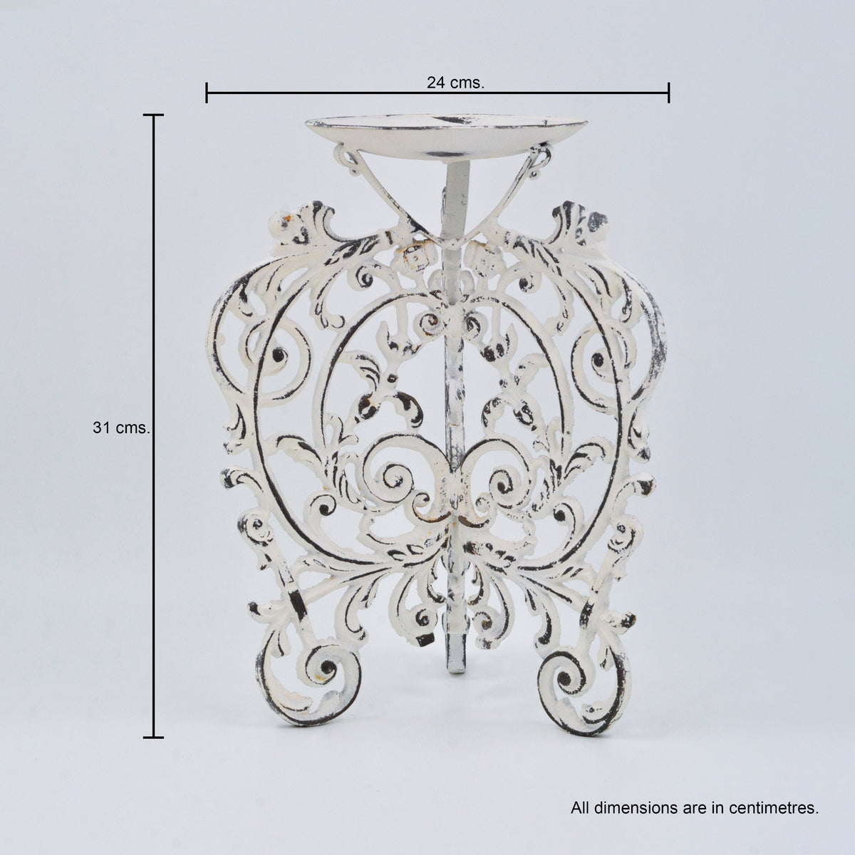 Cast iron candle holder - White