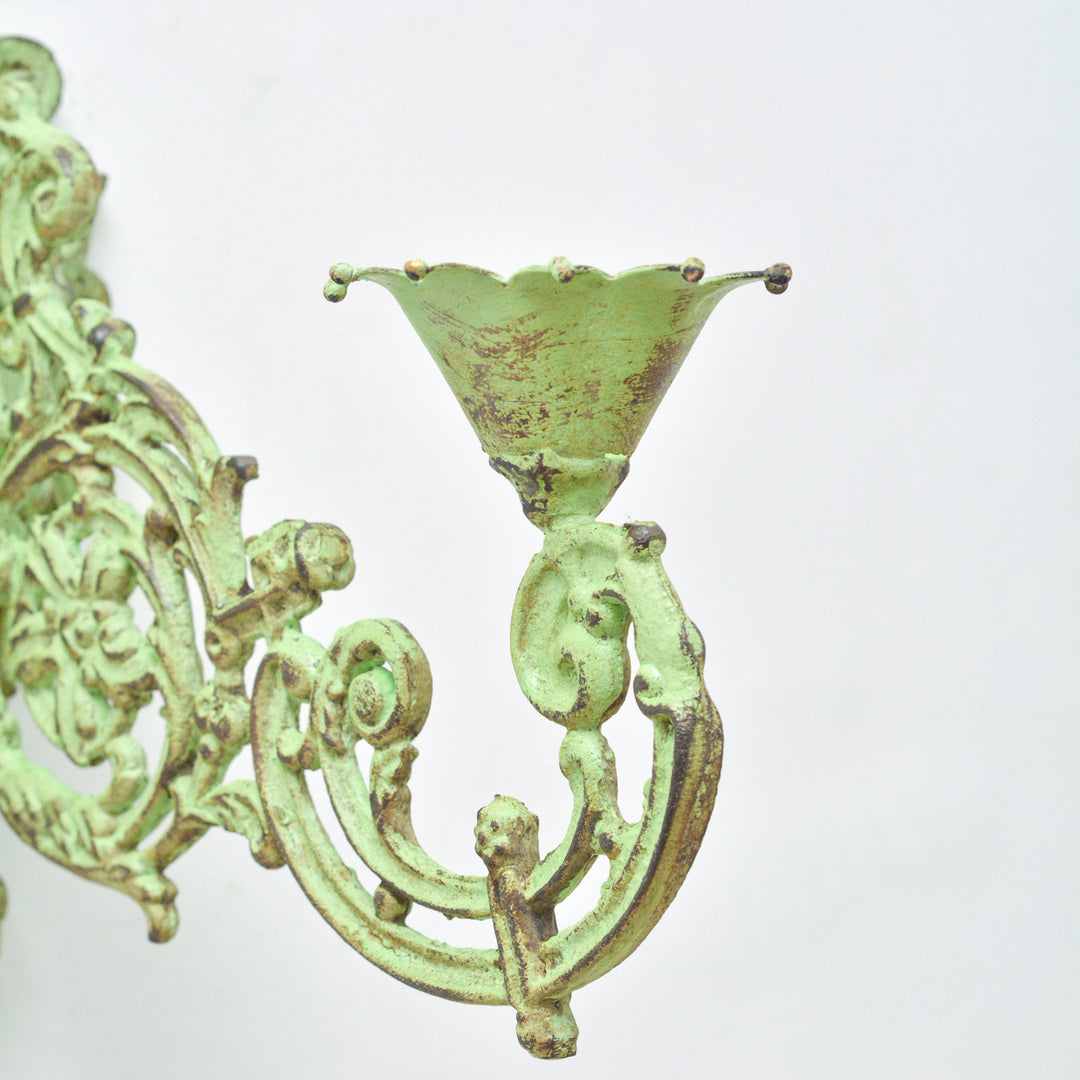Cast iron green candle holder