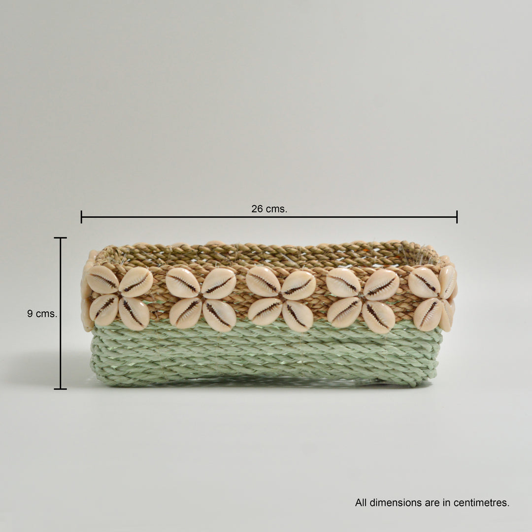 Seagrass Shell Rectangular Basket