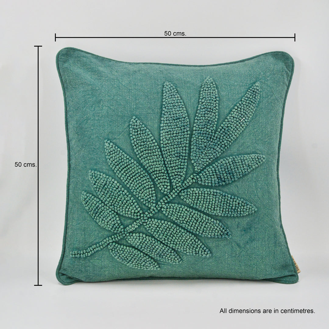 Leaf Hand Embroidered Cushion Cover