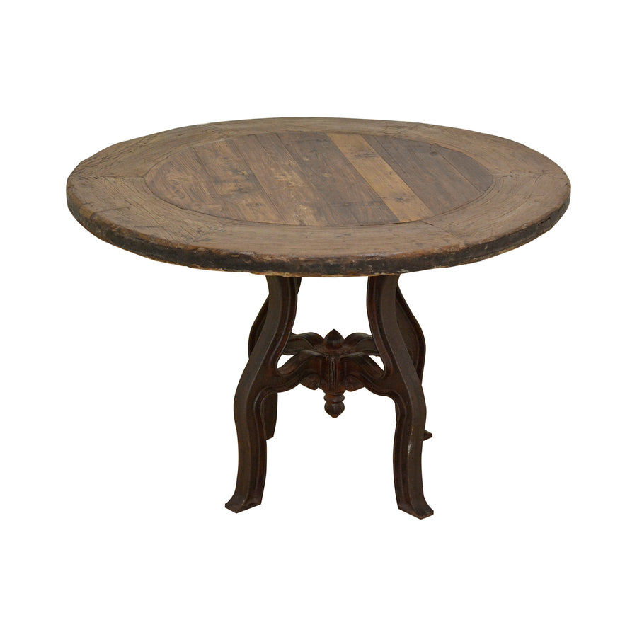 Teak Wood Round Table with Iron Leg