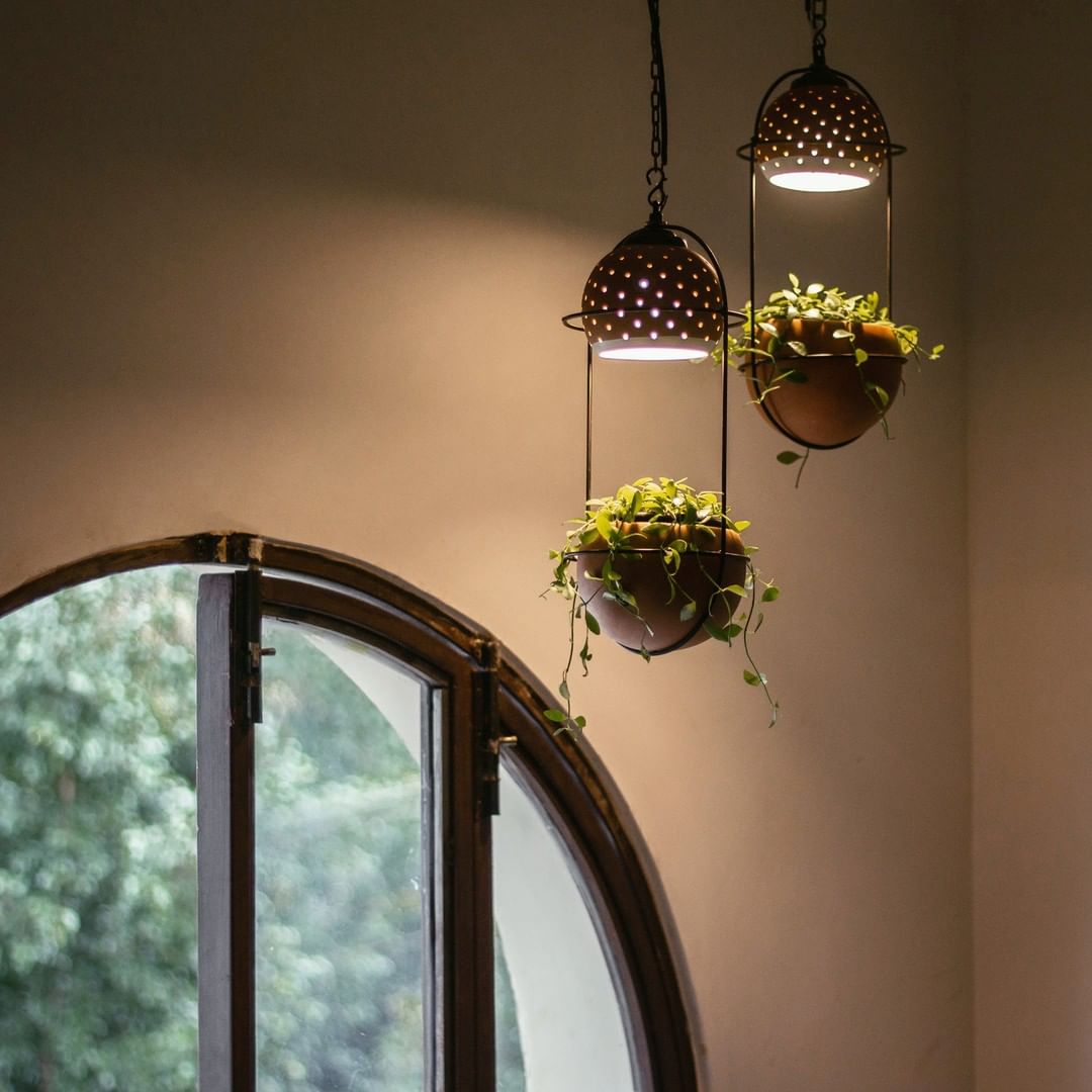 Terracotta Hanging Planter With Light