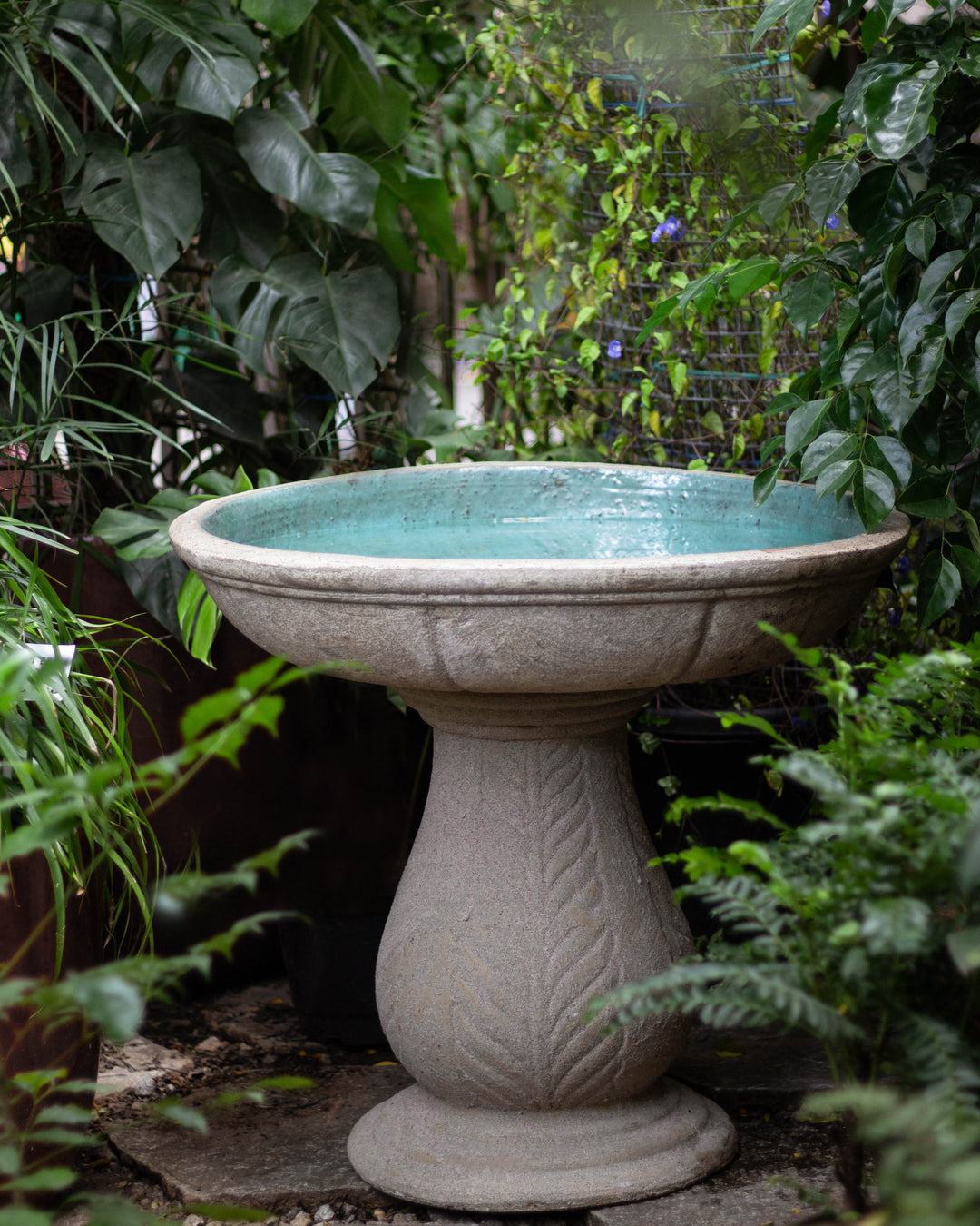 Glazed Vintage Bird Bath
