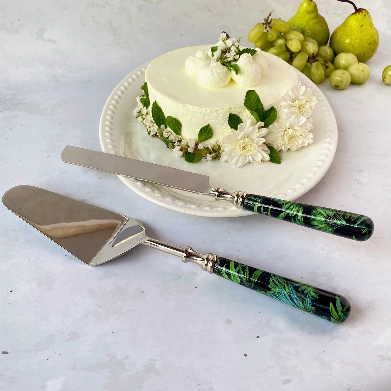 Knife set with cake serving spoon, gold 115021 - شركة أبناء عبدالله حمد  العامر